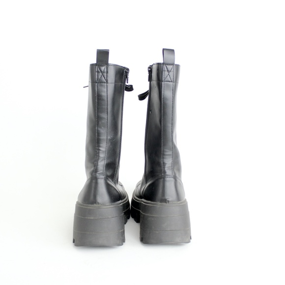 Chunky Platform Boots Goth Industrial Rave Club Kid Vegan Faux Leather Shoes 8 - Picture 7 of 11